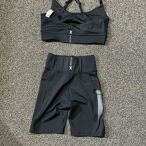 Black Athletic Sports Bra and Shorts Set